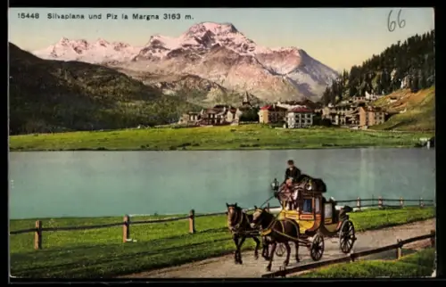 AK Silvaplana, Piz la Margna mit Postkutsche