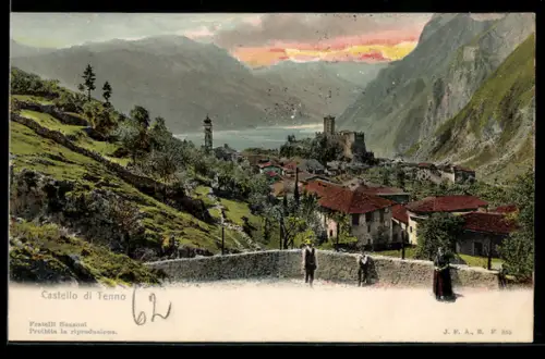 AK Castello di Tenno, Gebirgspanorama mit Schloss-Castello