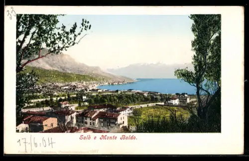 AK Salo, Totalansicht mit dem Monte Baldo von einer Anhöhe aus