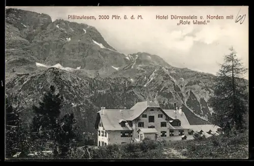 AK Plätzwiesen, Hotel Dürrenstein mit Rote Wand