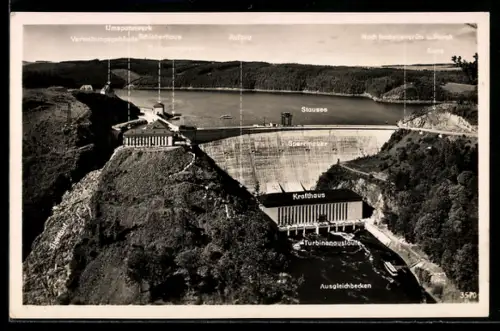AK Hohenwarte, Saaletalsperre mit Krafthaus und Verwaltungsgebäude