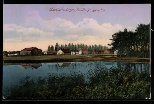 AK Beverloo, Truppenübungsplatz, Kavallerie-Lager vom Wasser aus
