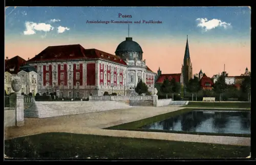 AK Posen / Poznan, Ansiedlungskommission u. Paulikirche