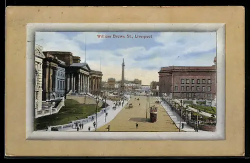 AK Liverpool, William Brown St., Strassenbahn