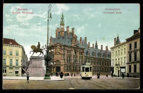 AK Antwerpen, banque nationale, Strassenbahn