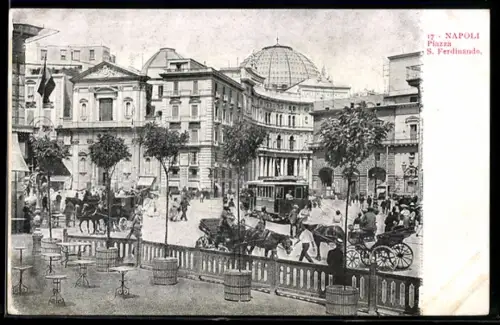 AK Napoli, piazza S. Ferdinando, Strassenbahn