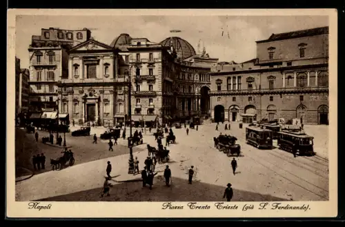 AK Napoli, Piazza Trento Triste mit Strassenbahn