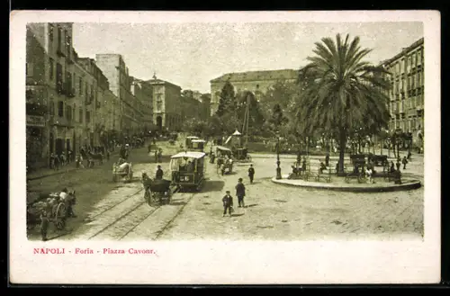 AK Napoli, Foria Piazza Cavour mit Strassenbahn