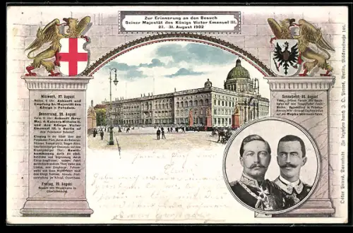 AK Berlin, Zur Erinnerung an den Besuch Seiner Majestätt des Königs Victor Emanuel III. von Italien 1902