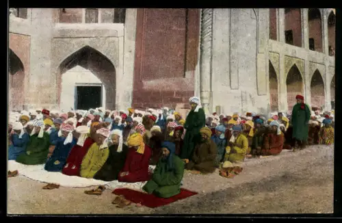 AK russische Männer im Gebet in Zentralasien