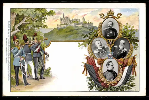 AK Grossherzog Ernst Ludwig von Hessen-Darmstadt, Blick zum Schloss