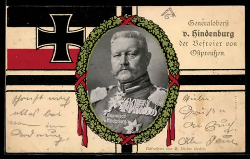 AK Generaoberst Paul von Hindenburg, Befreier von Ostpreussen & siegreicher Führer der Ostarmee