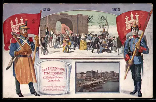 AK Hamburg, Zur Erinnerung an die Märzfeier 1913 zur 100jährigen Erhebung Deutschlands
