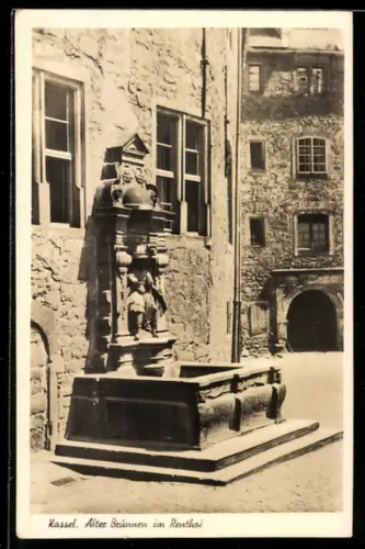 AK Kassel, Alter Brunnen im Renthof am Marställer Platz