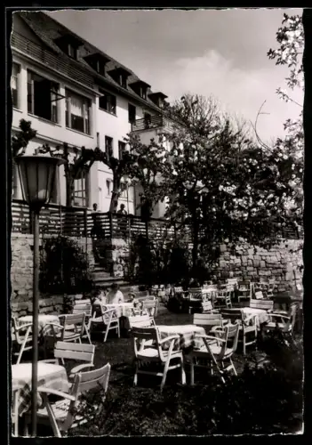 AK Kassel-Wilhelmshöhe, Berghotel zum Steinernen Schweinchen, Inh. W. Marschall, Terrassengarten