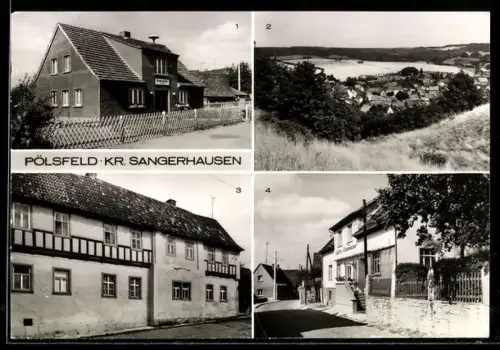 AK Pölsfeld /Kr. Sangerhausen, Cafe Siebenhüner, Kindergarten, Altes Haus