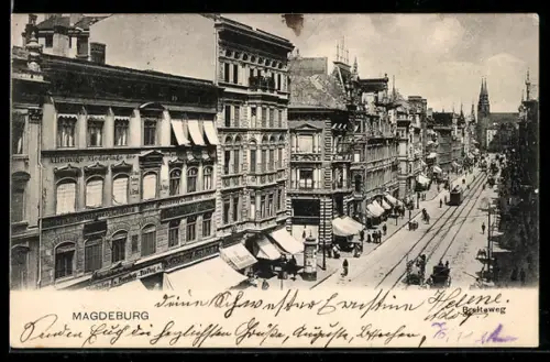 AK Magdeburg, Breiteweg aus der Vogelschau