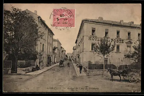 AK Orange, Avenue de l`Arc de Triomphe, Hôtel de la Poste