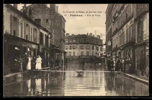AK Puteaux, Hochwasser / Inondations 1910, Rue de Paris