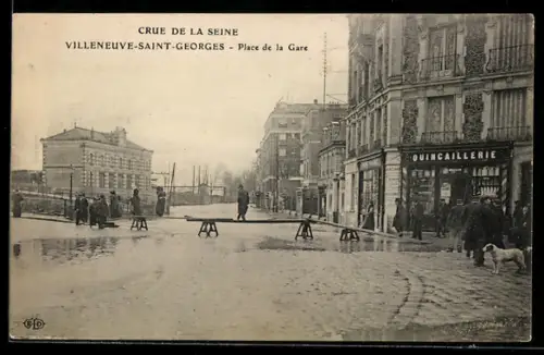 AK Villeneuve-Saint-Georges, Crue de la Seine, Hochwasser 1910