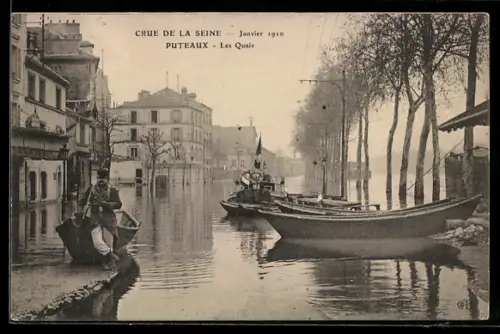 AK Puteaux, Crue de la Seine 1910, Les Quais, Hochwasser