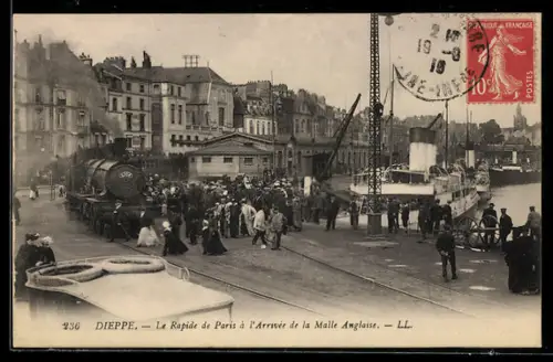 AK Dieppe, Le Rapide de Paris À l`Arrivée de la Malle Anglaise