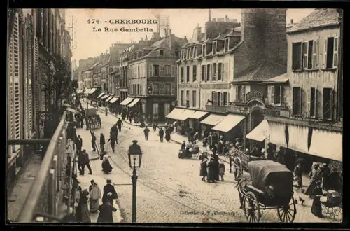 AK Cherbourg, la Rue Gambetta