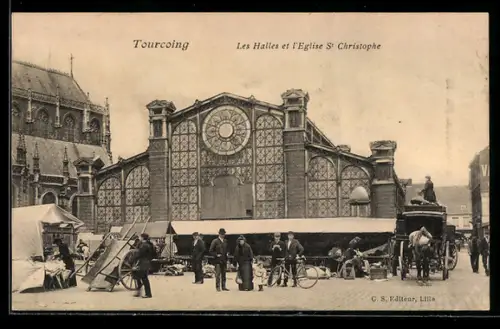 AK Tourcoing, Les Halles et l`Eglise St. Christophe