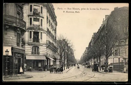 AK Paris, Rue Mozart prise de la Rue La Fontaine