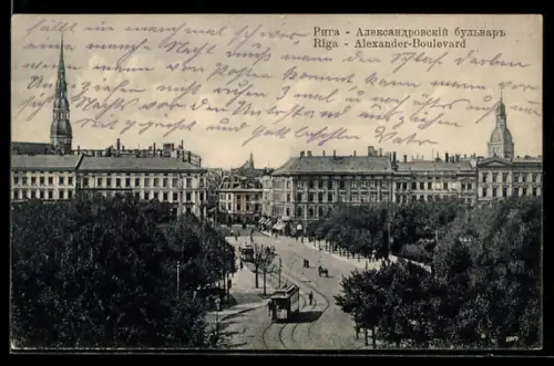 AK Riga, Alexander-Boulevard, Strassenbahn