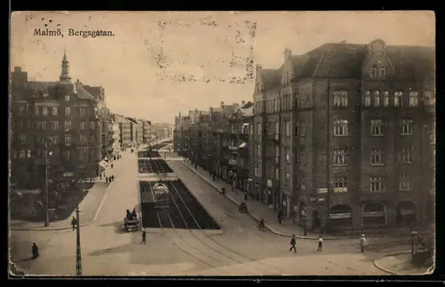 AK Malmö, Bergsgatan, Strassenbahn