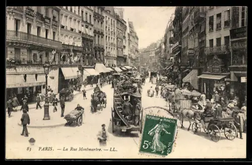 AK Paris, La Rue Montmarte, Strassenpartie