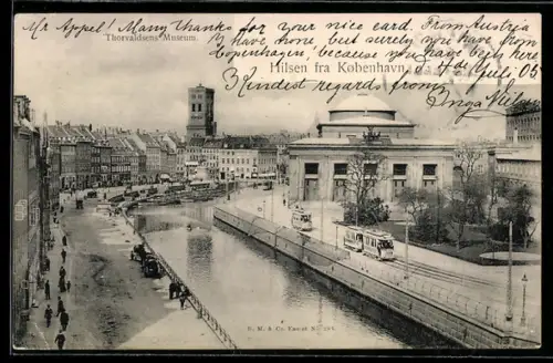 AK Kobenhavn, Thorvaldsens Museum, Strassenbahn