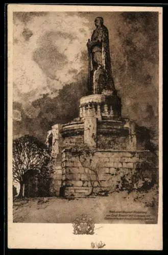 Künstler-AK Hamburg-St. Pauli, Bismarck-Denkmal bei Gewitterstimmung