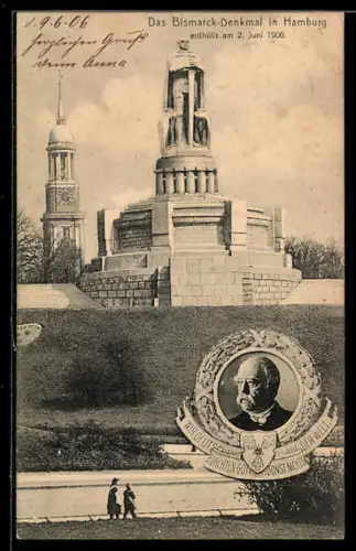 AK Hamburg-St. Pauli, Bismarck-Denkmal, Porträt