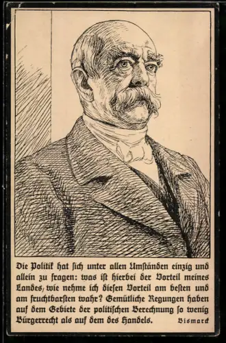AK Portrait Fürst von Bismarck im Anzug, Aussage