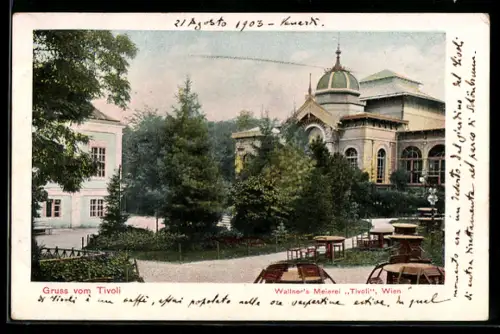 AK Wien XII, Wallners Meierei Trivoli, um 1900