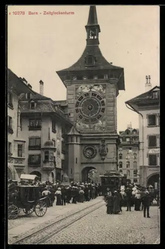 AK Bern, Blick auf Zeitglockenturm, Strassenbahn