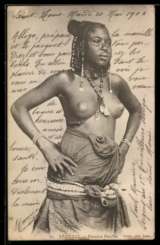 AK Senegal, Femme Peulhe, afrikanische Frau mit entblösster Brust