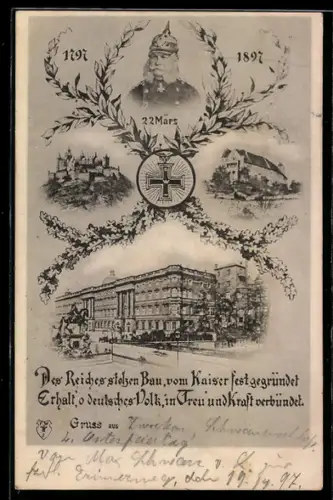 AK Bayreuth, Schloss, Kaiser Wilhelm I.