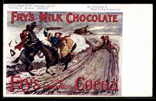Künstler-AK Fry`s Milk Chocolate, Reiter streiten sich