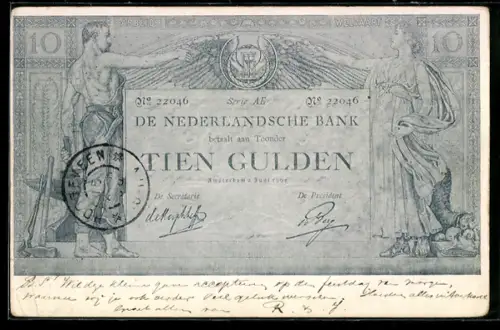 AK Tien Gulden Geldschein, De Nederlandsche Bank