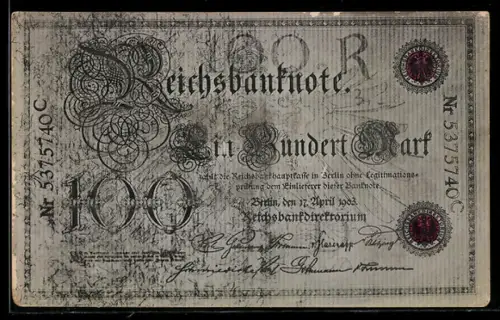 AK Reichsbanknote über 100 Mark, Geld