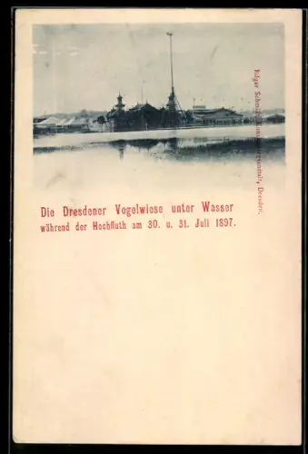 AK Dresden, Dresdener Vogelwiese bei Hochwasser 1897