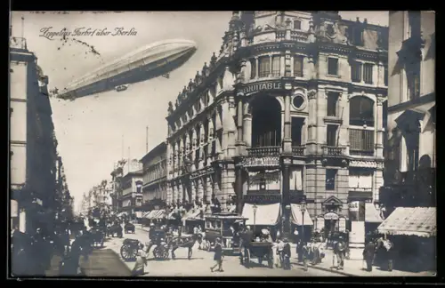 AK Berlin, Luftschiff Zeppelin überquert die Stadt