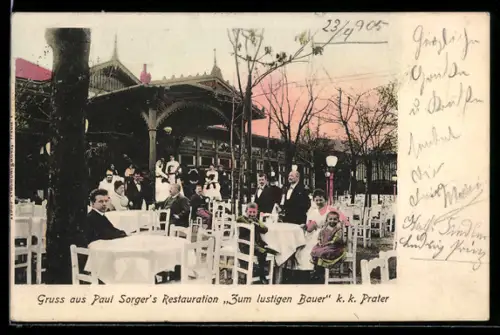 AK Wien, Paul Sorgers Restaurant Zum lustigen Bauer am Wiener Prater