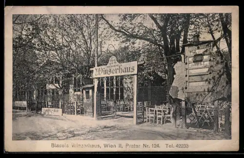 AK WIen, Blasels Winzerhaus, Eingangsbereich, Wiener Prater 124