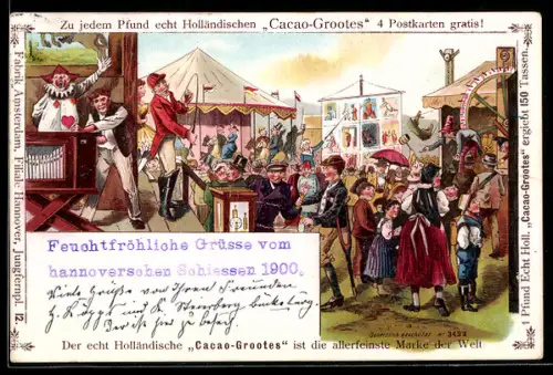 AK Hannover, Volksfest mit Leierkastenmann und feiernder Menschenmenge