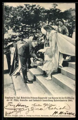 AK Kaiserslautern, IV. Pfälz. Gewerbe- u. Industrie-Ausstellung 1905, Empfang von Kronprinz Rupprecht von Bayern