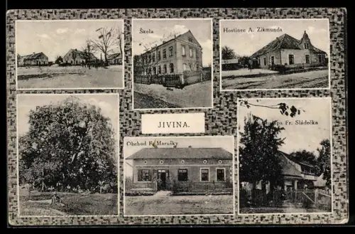 AK Jivina, Skola, Obchod Fa Marusky, Hostinee A. Zikmunda